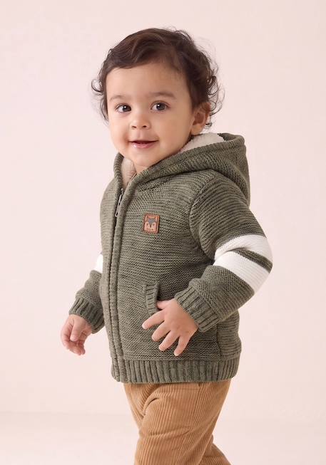 Gilet à capuche bébé garçon Kaki 1 - vertbaudet enfant 