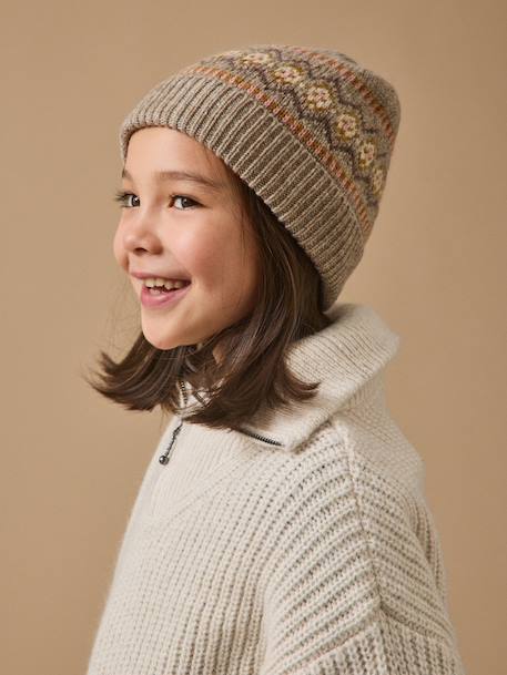Bonnet jacquard enfant Taupe 1 - vertbaudet enfant 