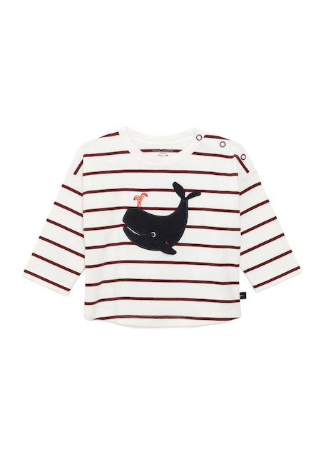Mariniere manches longues 100% coton bébé garçon Fond blanc casse raye bordeaux 3 - vertbaudet enfant 