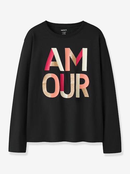 T-shirt manches longues à inscriptions fille name it écru+noir 4 - vertbaudet enfant 