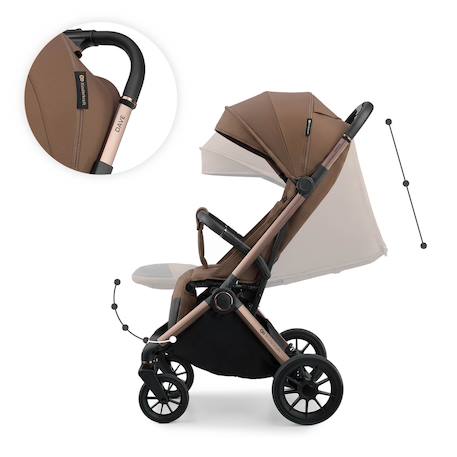 Poussette DAVE pliage automatique à une main, surface de couchage 93 cm, harnais magnétique 22 kg légère Beige+Gris+Marron+Noir 15 - vertbaudet enfant 