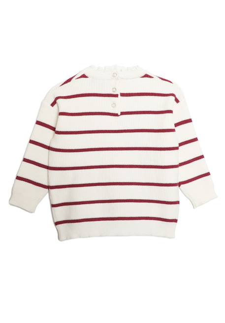 Pull fille Fond blanc casse raye rose 4 - vertbaudet enfant 