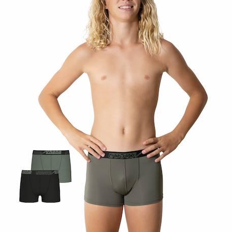 Lot de 2 boxers  ecopack Noir-bleu turquoise+Noir-kaki 8 - vertbaudet enfant 
