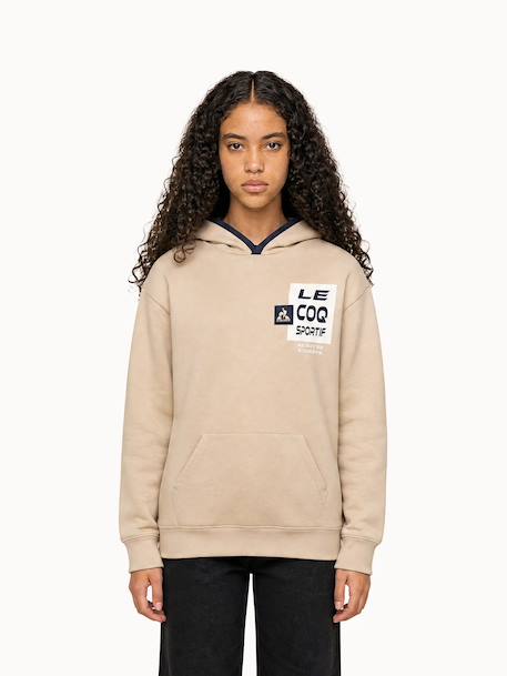 Sweat à capuche en molleton léger graphique Creme 1 - vertbaudet enfant 