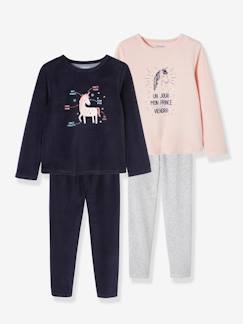 Fille-Pyjama, surpyjama-Lot de 2 pyjamas en velours fille licorne