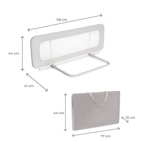 Barrière de Lit GUARD & DREAM Pliable avec Hauteur Réglable, Filet Aéré et Sac de Transport Inclus Beige 6 - vertbaudet enfant 