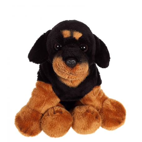 Peluche - peluche floppipup rottweiler - 22 cm Noir 1 - vertbaudet enfant 