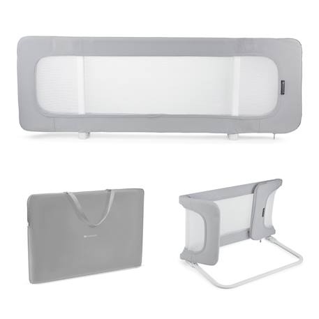 Barrière de Lit GUARD & DREAM Pliable avec Hauteur Réglable, Filet Aéré et Sac de Transport Inclus Gris+Noir 1 - vertbaudet enfant 
