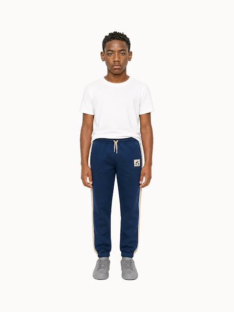 Jogging en molleton léger avec bandes côtés contrastées graphique Blue 5 - vertbaudet enfant 