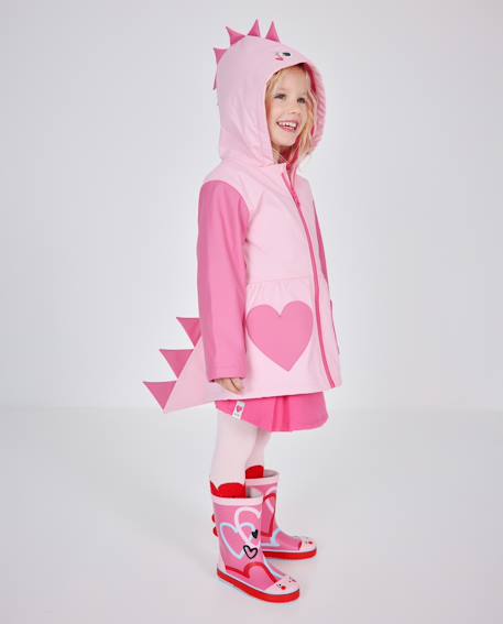 Ciré fille à capuche avec détails dinosaure Rose 1 - vertbaudet enfant 