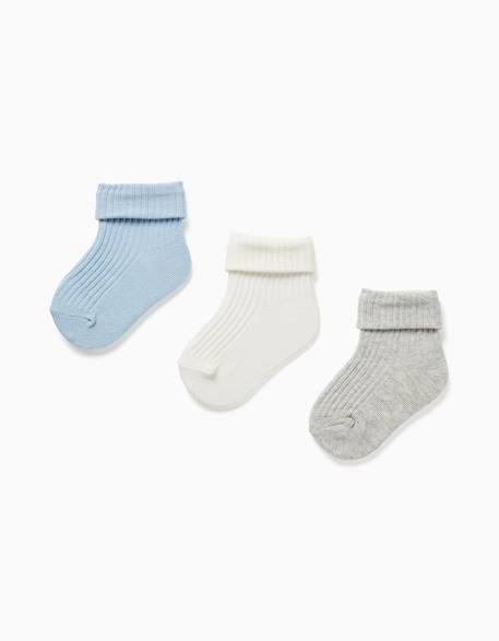 Pack 3 paires de chaussettes côtelées Bleu clair 3 - vertbaudet enfant 
