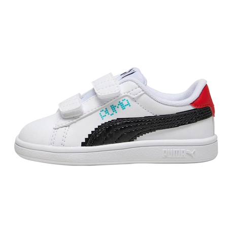 Baskets basses à scratch Puma blanc noir aqua rouge 2 - vertbaudet enfant 