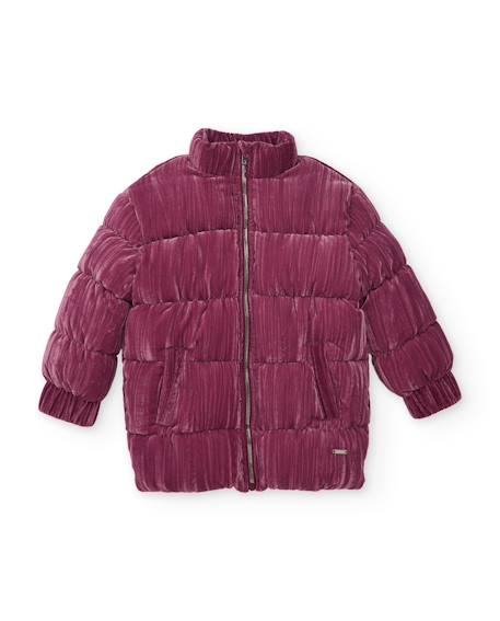 Manteau fille matelassé avec finition veloutée et col montant Violet 2 - vertbaudet enfant 