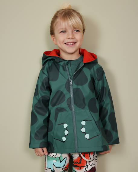 Ciré imperméable motif rhinocéros avec capuche doublée Vert 1 - vertbaudet enfant 