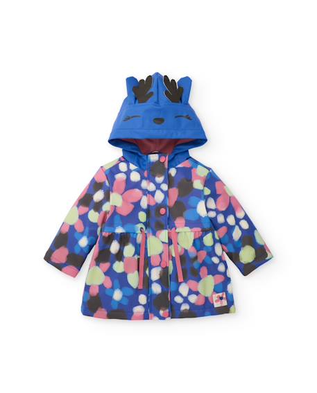 Ciré fille à imprimé floral avec capuche fantaisie Bleu 1 - vertbaudet enfant 