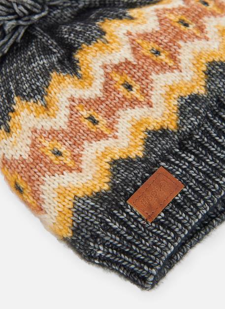 Bonnet avec bordures et pompon Gris 2 - vertbaudet enfant 