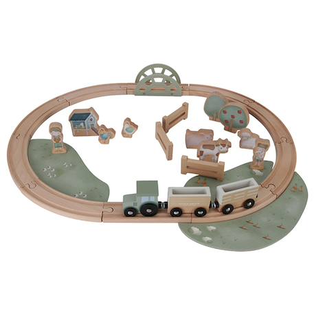 Circuit de train en bois safari friends Vert 1 - vertbaudet enfant 