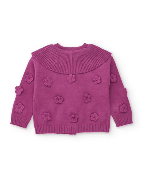 Gilet en tricot fille à détails floraux et toucher doux Violet 2 - vertbaudet enfant 