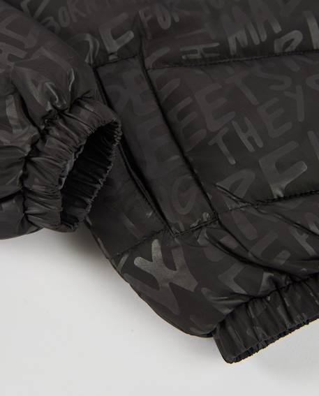 Manteau garçon matelassé avec capuche ajustable et imprimé lettres Noir 5 - vertbaudet enfant 