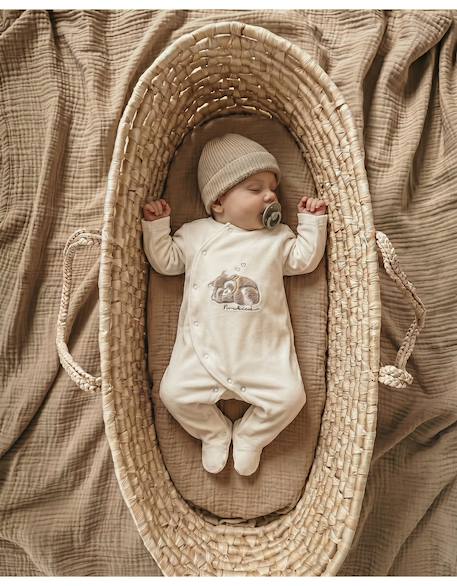 Pyjama en velours bébé brodé – raku lino & pico Ecru 3 - vertbaudet enfant 