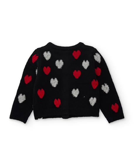 Gilet fille en tricot à motif cœurs boutonné Noir 2 - vertbaudet enfant 