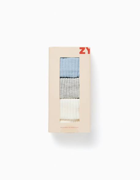 Pack 3 paires de chaussettes côtelées Bleu clair 4 - vertbaudet enfant 