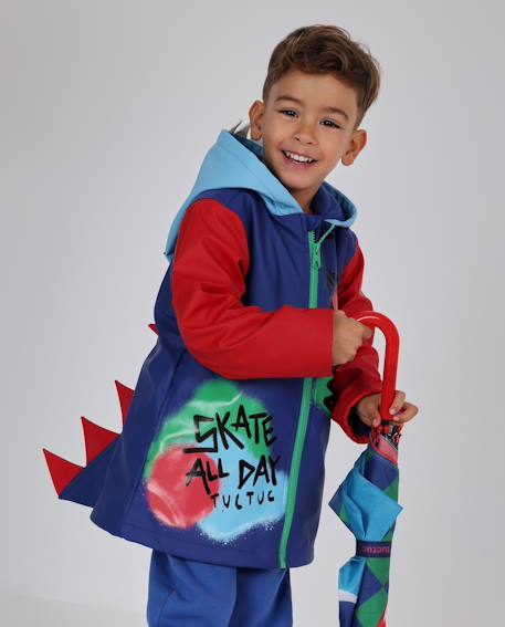 Ciré garçon à capuche avec détails dinosaure Bleu 1 - vertbaudet enfant 