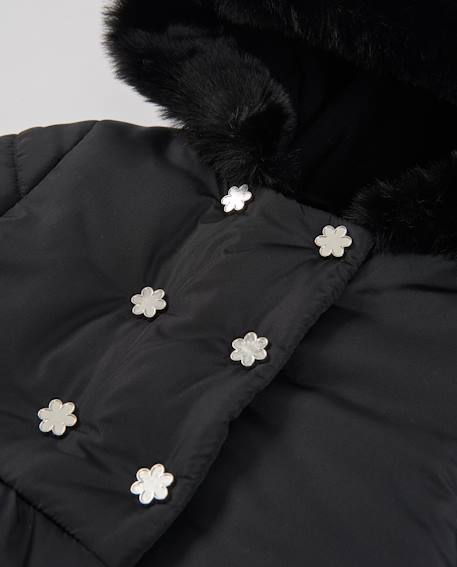 Manteau rembourré pour fille avec capuche et doublure en peluche Noir 3 - vertbaudet enfant 