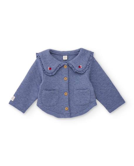 Gilet de bébé en maille à col volanté Bleu 1 - vertbaudet enfant 