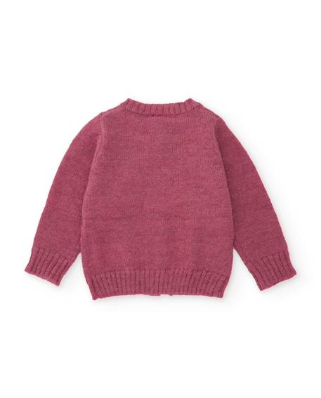 Gilet fille en tricot avec têtes de panda brodées Violet 2 - vertbaudet enfant 