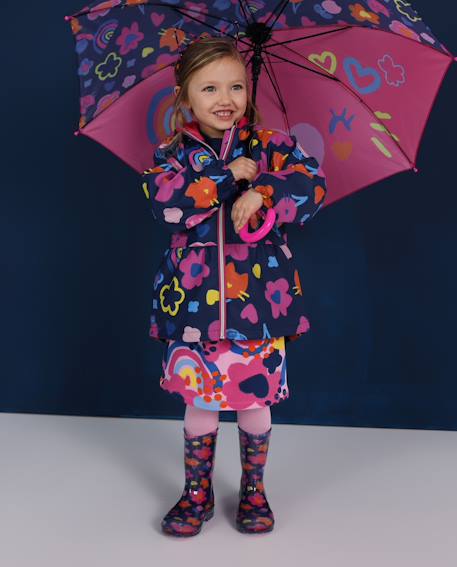 Ciré fille à imprimé floral et fermeture zippée Bleu 1 - vertbaudet enfant 