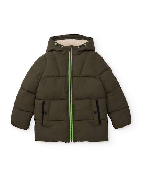 Doudoune garçon avec capuche doublée Vert 2 - vertbaudet enfant 
