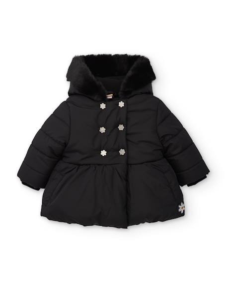Manteau rembourré pour fille avec capuche et doublure en peluche Noir 1 - vertbaudet enfant 