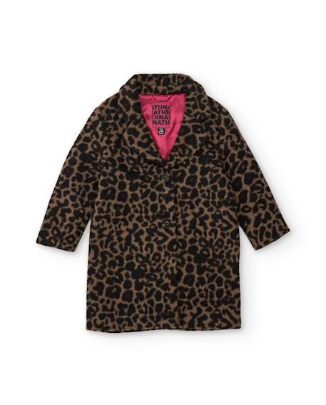 Manteau fille en tissu plat avec imprimé animal et boutons Marron 1 - vertbaudet enfant 