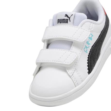Baskets basses à scratch Puma blanc noir aqua rouge 3 - vertbaudet enfant 