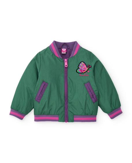 Veste en toile fille avec broderie papillon Vert 1 - vertbaudet enfant 