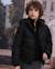 Manteau garçon matelassé avec capuche ajustable et imprimé lettres Noir 1 - vertbaudet enfant 