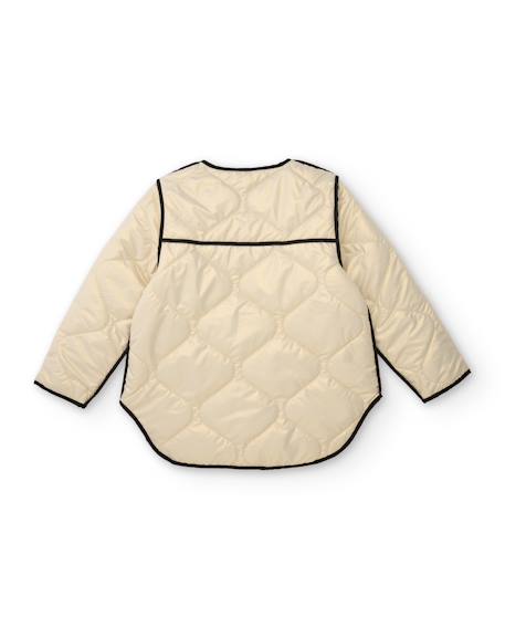 Manteau fille matelassé en toile avec boutons Beige 3 - vertbaudet enfant 