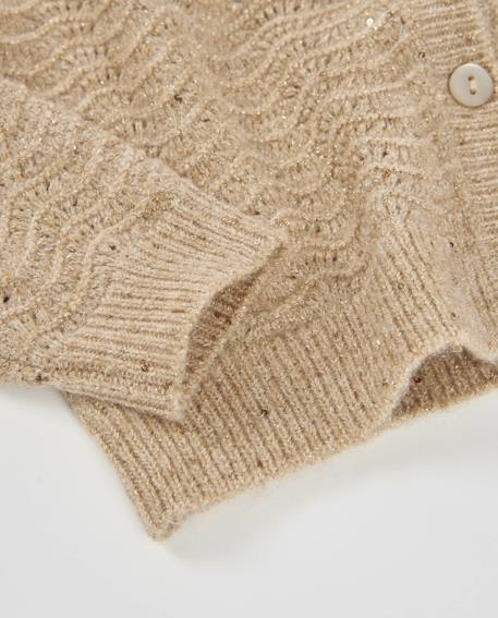 Cardigan de fille en tricot avec boutons frontaux et toucher chaleureux Beige 5 - vertbaudet enfant 
