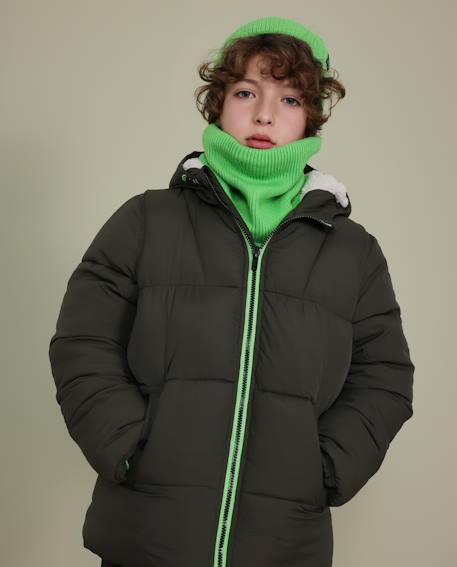 Doudoune garçon avec capuche doublée Vert 1 - vertbaudet enfant 