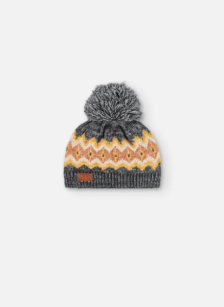 Bonnet avec bordures et pompon Gris 1 - vertbaudet enfant 