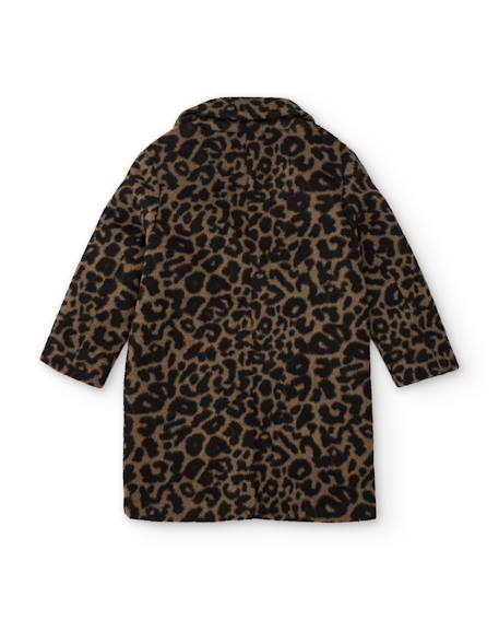 Manteau fille en tissu plat avec imprimé animal et boutons Marron 2 - vertbaudet enfant 