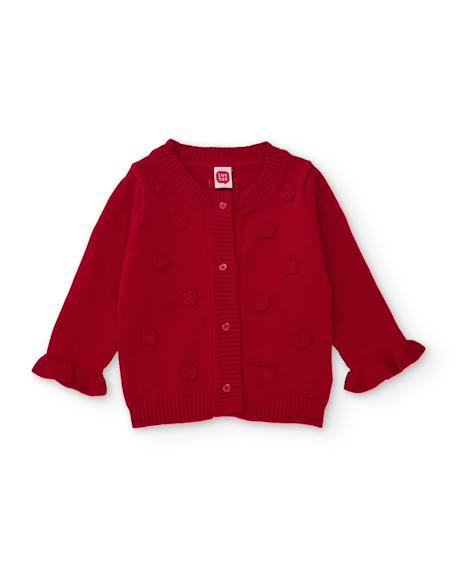 Gilet en tricot pour bébé avec fleurs en relief Rouge 1 - vertbaudet enfant 