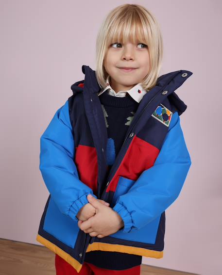 Manteau matelassé à capuche pour garçon en tissu déperlant Bleu 1 - vertbaudet enfant 