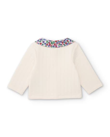 Gilet en tricot pour bébé avec col floral Blanc 2 - vertbaudet enfant 