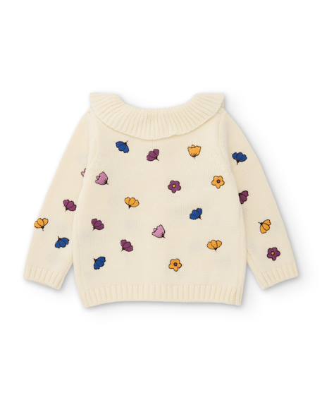 Gilet en tricot pour bébé avec imprimé floral Blanc 2 - vertbaudet enfant 