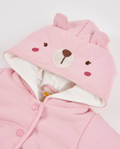 Manteau en tissu plat pour bébé avec capuche à oreilles Rose 3 - vertbaudet enfant 