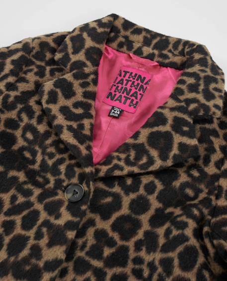 Manteau fille en tissu plat avec imprimé animal et boutons Marron 3 - vertbaudet enfant 