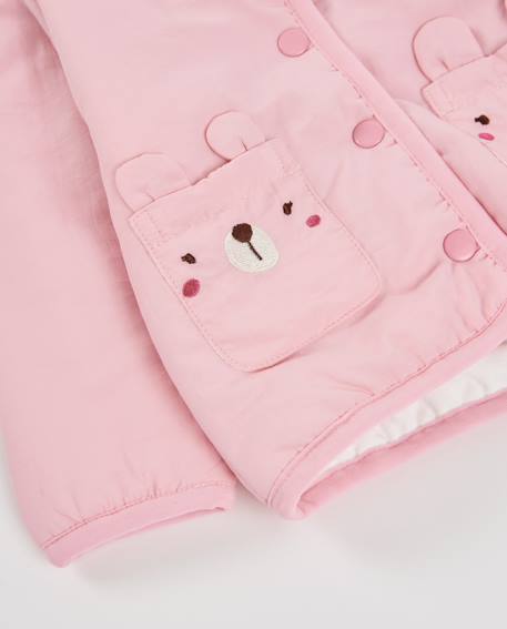 Manteau en tissu plat pour bébé avec capuche à oreilles Rose 4 - vertbaudet enfant 