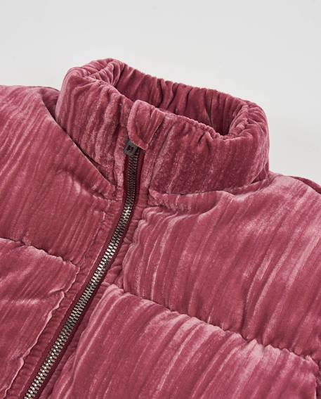 Manteau fille matelassé avec finition veloutée et col montant Violet 4 - vertbaudet enfant 
